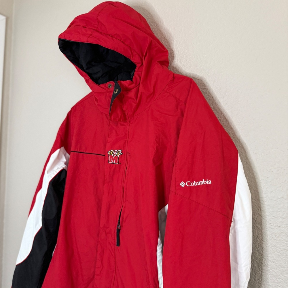 Columbia XL Reversible Red Maryland Terrapins Hooded Coat Outdoor Cozy Gorpcore - Picture 5 of 12
